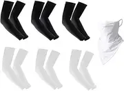 [Generic] 6 Pairs UV Sun Protection Arm Sleeves for Men Women Teenager UV Sun Protection Compression Cooling Sleeves to Cover Arm Tattoo - Arm Shields for Outdoor Football Golf Volleyball with a Sunscreen mask