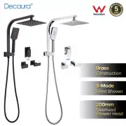 Decaura WELS 8” Rain Shower Head Set Gooseneck Shower Arm with Shower Mixer Taps