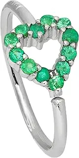 [Jewelry Avalanche] 20G 14K Gold Heart Nose Ring, 0.11ctw Emerald Gemstone Nose Hoop, Twist-open 5/16"(8mm) Nose Ring, May Birthstone Hoop Unisex
