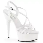 Evening Party Clubwear Large Size Heels Sexy Criss Cross Platform White Sandals