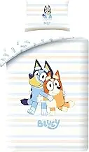 Halantex Bluey 100% Cotton Children's Duvet Cover 140 x 200 cm + Pillowcase with Bluey and Bingo