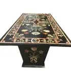 72" x 42" Marble Center Dining Table Top Pietra Dura Inlay With marble Stand