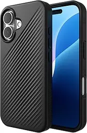 ZAGG Luxe Snap Case for iPhone 16 - MagSafe Wireless Charging, 10ft Drop Protection, Eco-Friendly, Graphene Reinforced, Ripple Design, Black