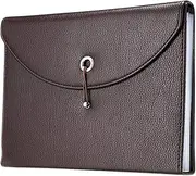 IGNPION PU Leather A4 Expanding Folder File Organisersn 13 Pocket Document Wallet Portfolio Business Folder with Elastic Closure (Brown)
