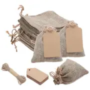 25PCS 5"x 7" Burlap Gift Bags with Drawstring and 25PCS Gift Tags & String