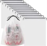 10-Pack Clear Shoe Bags for Travel,Waterproof Dustproof Drawstring Travel Shoe Bags for Packing, H HOME-MART Portable Travel Shoe Storage Bag for Men and Women