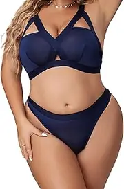 [Lanuitjoy] Plus Size Bra and Panty Set for Women Sexy Lingerie for Women Matching Bra and Panty Sets