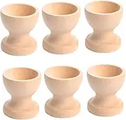 CIYODO 6pcs Wooden Egg Holder Egg Tray Cup Kitchen Tools Breakfast Cup Natural Wood Design