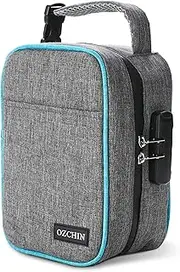 [OZCHIN] Smell Proof Storage Bag with Combination Lock Lockable Box Bag Travel Storage Case Activated Charcoal Bag Only (23 x 16 x 12cm), Grey - 1, 23 x 16 x 12cm, solid" or "minimalist