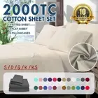2000TC Egyptian Cotton Bed Flat Fitted Sheet Set Single/Double/Queen/King AUPOST