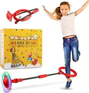 Generisch Ankle Skip Ball, Children's Flashing Jump Ring, Swing Wheel with Light Wheel, Glowing Jumping Ball, Jumping Ball Children, Foldable Flash Jumping Ball, Outdoor Bouncing Game (Red)