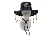 New Aussie OZ Cork Hat Australian Souvenir Adult Crocodile Dundee Costume - Navy w Gold embroidery