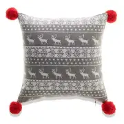 Gray And White Reindeer And Snowflakes Pattern And Featherdown Insert Pillow