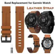 Leather Band For Garmin Fenix 3HR 5 5X Plus 6 6X Pro 7 7X Quick Fit Watch Strap