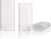 25 PCS plastic empty 15g / 0.5 oz travel size white oval shaped lip balm tube deodorant containers 15ml lipstick tube hair wax container(white)