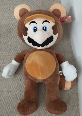 Nintendo Mario Bros TANOOKI RACCOON Jumbo 34" Stuffed Plush Video Game Toy CLEAN