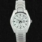 Casio EF-338D-7A Men's Edifice White Analog Watch Steel Multi-Dial 100M WR