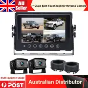 7" AHD Quad Split Touch Screen Monitor IP69K+ Reversing Camera for Trailer Truck
