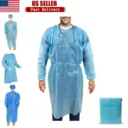 Disposable Isolation Gowns PPE Lab Dental Coat Medical Blue 10/50/100 PK