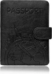 [Teddin] Passport Holder Leather Travel Wallet - RFID Blocking Passport Cover with Magnetic Button for Women Men