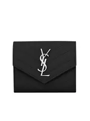 Saint Laurent Monogram Compact Tri Fold in Grain de Poudre Embossed Leather