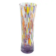 Murano Glass Vase Lilac Purple Orange Yellow Handmade Millefiori 18cm High