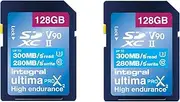 Integral 128GB 2-Pack UHS-II SD Card V90 Up to 300MBs Read and 280MBs Write Speed 1866X SDHC Professional High Speed Memory Card