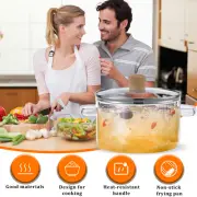 Glass Cooking Pot with Lid 1.6L/54oz Heat Resistant Glass Saucepan with hapRC