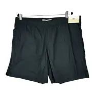 BP Shorts XL Women Black Elastic Tie Waist Pocket 38x7 100% Cotton Sports NEW