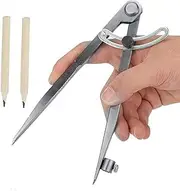 Professional Compass Set,Metal Wing Divider Scribe Tool Leather Compass with 2 Pencil Holder Working Compass with Wing,Metal Drafting Compass Drawing Circular Tool for Metalworking