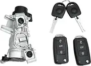 1K0905851 Ignition Switch Lock Cylinder Assembly with Intelligent Key Shell Compatible with for VW Jetta 2006-2018 for Eos 2007-2011 for Golf 2004-2011 for Rabbit 2006-2009 Replacement for 1K0905851B