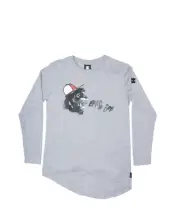 Band of Boys shouting lion asymmetric ls tee in marle grey
