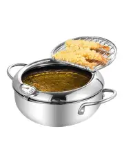 [Toque] Japanese Deep Frying Pan Pot 24cm in Silver