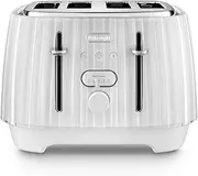 De'Longhi Ballerina Toaster, 4 Slot Toaster, Reheat, 5 Browning Settings, Defrost and Cancel Functions, Pull Crumb Tray, CTD4003.W, 1800W, UK PLUG, White