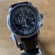Zeppelin Centennial Chronograph Watch 7680 2 Croc Embossed Calf Belt Black