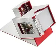 Card Deck Box for MTG Commander - Patented Design, Commander Display, Fits 100 Double-Sleeved Cards, 35pt Card Brick & Dice Tray - White/Red