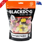 BLACKDOG Yoghurt Drops Buttons Mixed Flavours Dog Treats 1KG Healthy Pet Food