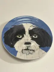 NEW ANTHROPOLOGIE DESSERT Plate 8.25" Furry Friends CAROLE AKINS Dog SADIE