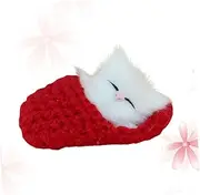 SAFIGLE Mini Kitten in Red Slipper Sleepy Cat Toy Meowing Sounds Decorative Hand Toy for Boys Girls Christmas Party Present Random Color