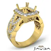 Halo Designer Emerald Semi Mount Diamond Engagement Ring 14k Yellow Gold 1.27Ctw