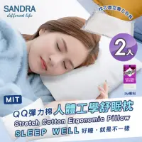 在飛比找momo購物網優惠-【Sandra仙朵拉】3M專利吸濕排汗 人體工學舒眠枕x2入