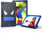 CHSTLS Case for Samsung Galaxy Tab S6 Lite 10.4 Inch 2022 2020, Full-Body Shockproof Hard PC and Kids Friendly Silicone Durable Protective Case Built-in Kickstand, Shoulder Strap - Black+Blue