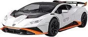 Scale Finished Model Car 1/24 for Lamborghini Huracan STO Scale Pull Back Supercar Ornaments Diecast Vehicles Metal Sports Car Model Miniature Replica Car(White)