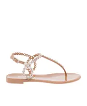 Aquazzura Almost Bare Embellished Jelly Flat Sandals 36,37,39,40,41 Nude