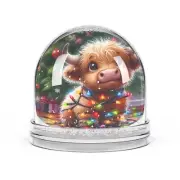 Snow Globe Ornament Highland Cow Christmas Decoration Hanging Lights Collar,
