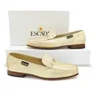 Escada Light Gold/Tan Croc Embossed Moccasin Flats sz 9.5