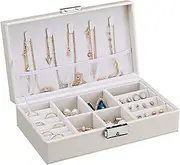 [CFZSALK] Jewelry Box Travel Jewelry Box Women Leather Rectangle Necklace Rings Earrings Storage Box Organizer Display Gift Boxes Case for Women Jewelry Boxes and Organiz KeYJ