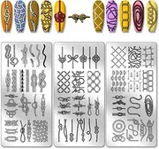 PH PandaHall 3pcs Knot Nail Stamping Plates Rope Pattern Nail Art Stencils Cord String Nails Image Plates Nautical Style Manicure Art Templates Nails Stamper Plate for Women Manicures Print Supplies