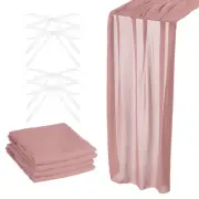 2Pcs 10Ft Chiffon Table Runner 28 x 120 Inch Rustic Gauze Tablecloth Dusty Rose