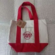 TRADER JOE'S Mini Canvas Tote Bag Red Color New with tag